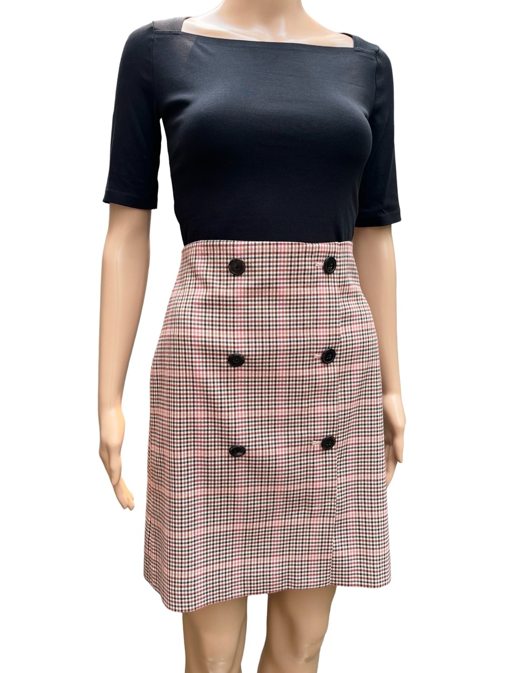 RW&CO Plaid Button Front Mini Skirt